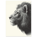 Poster print Black and white drawing of a lion's profile on a beige background