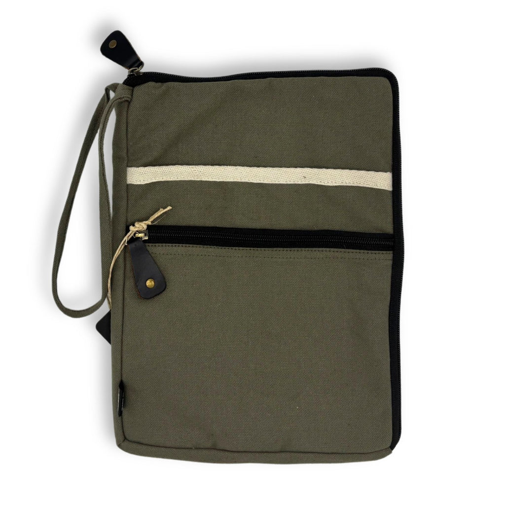 Canvas Travel Laptop Pouch - Olive - MVB STUDIO STORE 