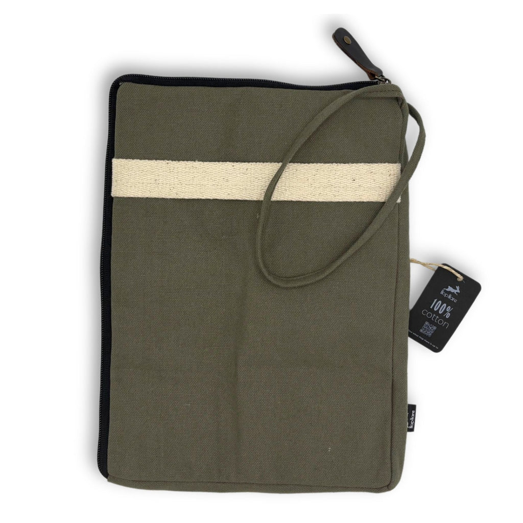 Canvas Travel Laptop Pouch - Olive - MVB STUDIO STORE 