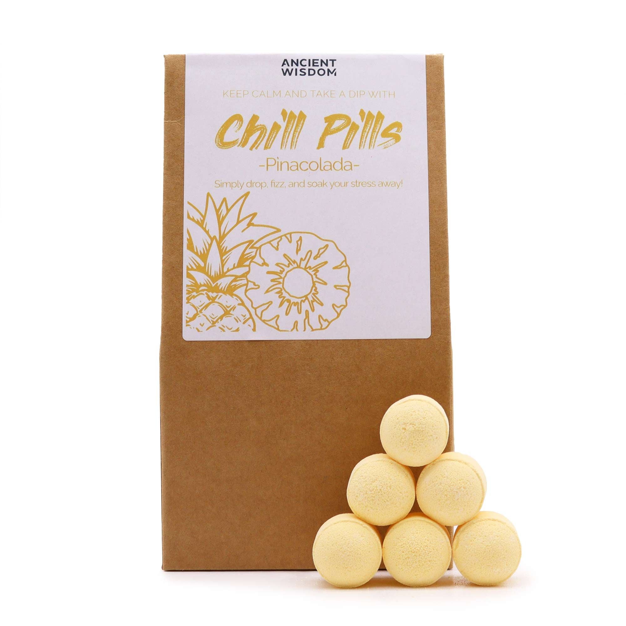 Pinacolada bath bombs flavour with the packaging 