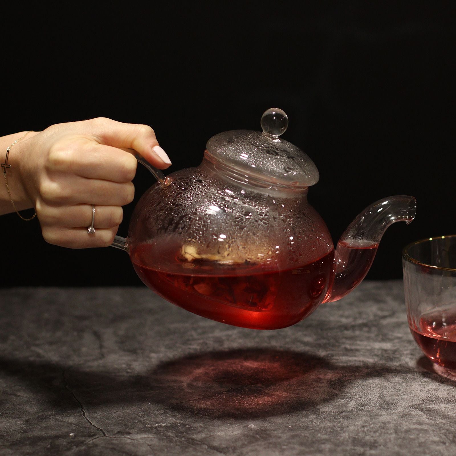 Glass Infuser Teapot Round Pearl - 800ml