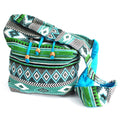 Jacquard Bag - Teal Student Bag made from ethnic jacquard fabric, perfect for travel and casual use.