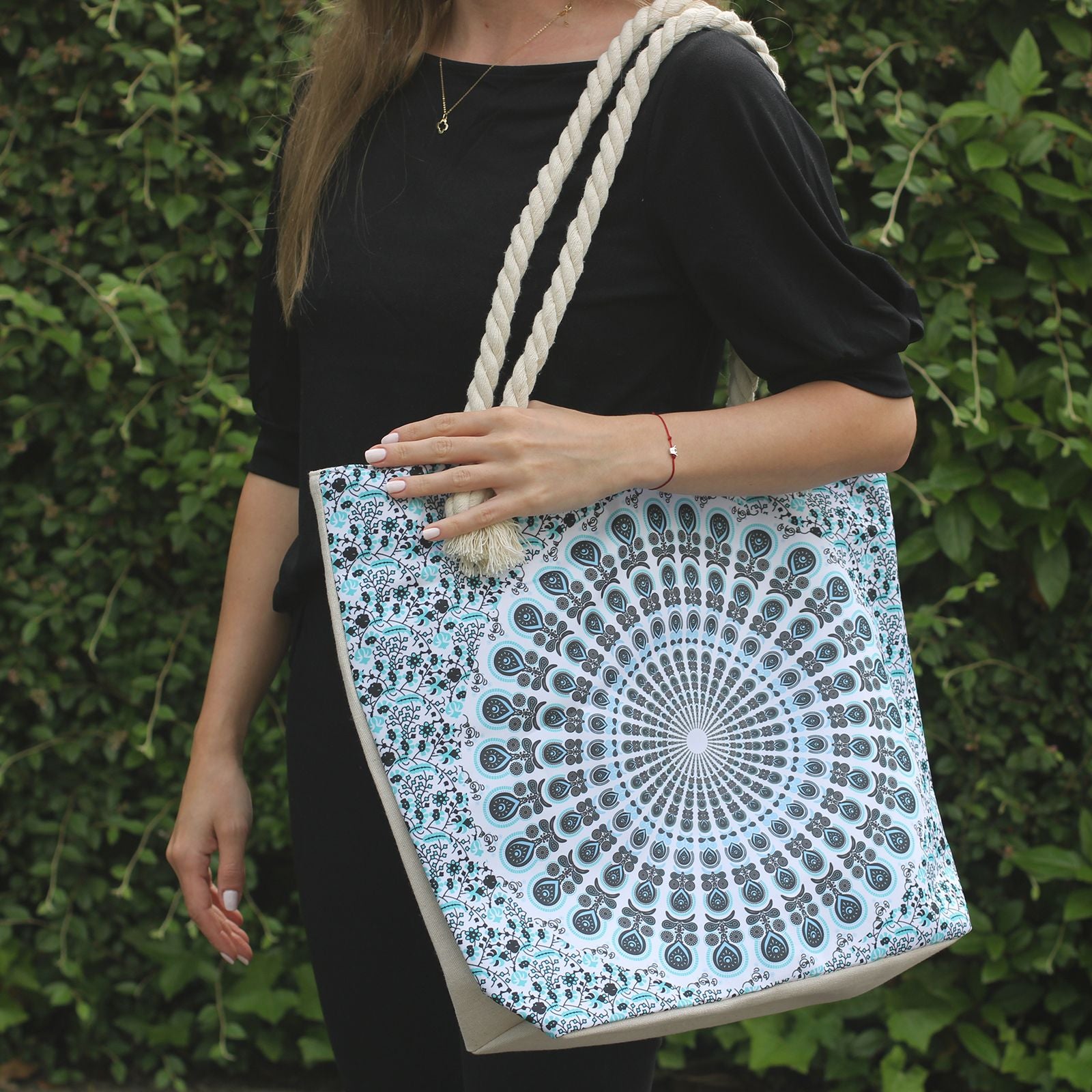 Rope Handle Mandela Bag Deep Blue - Large
