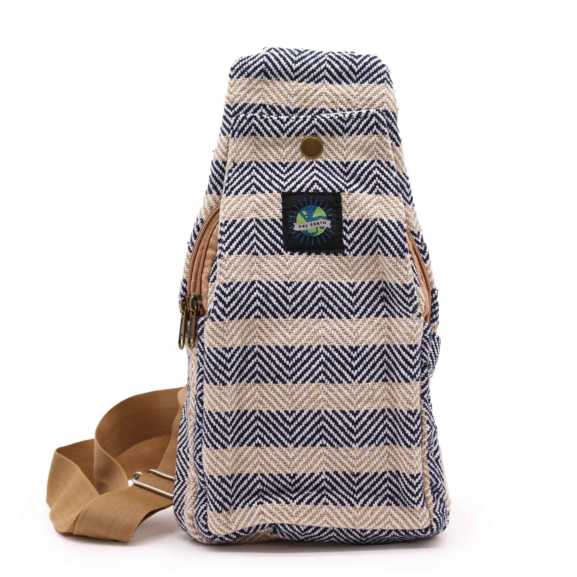 Tan & Navy Eco-friendly Body Cross Bag