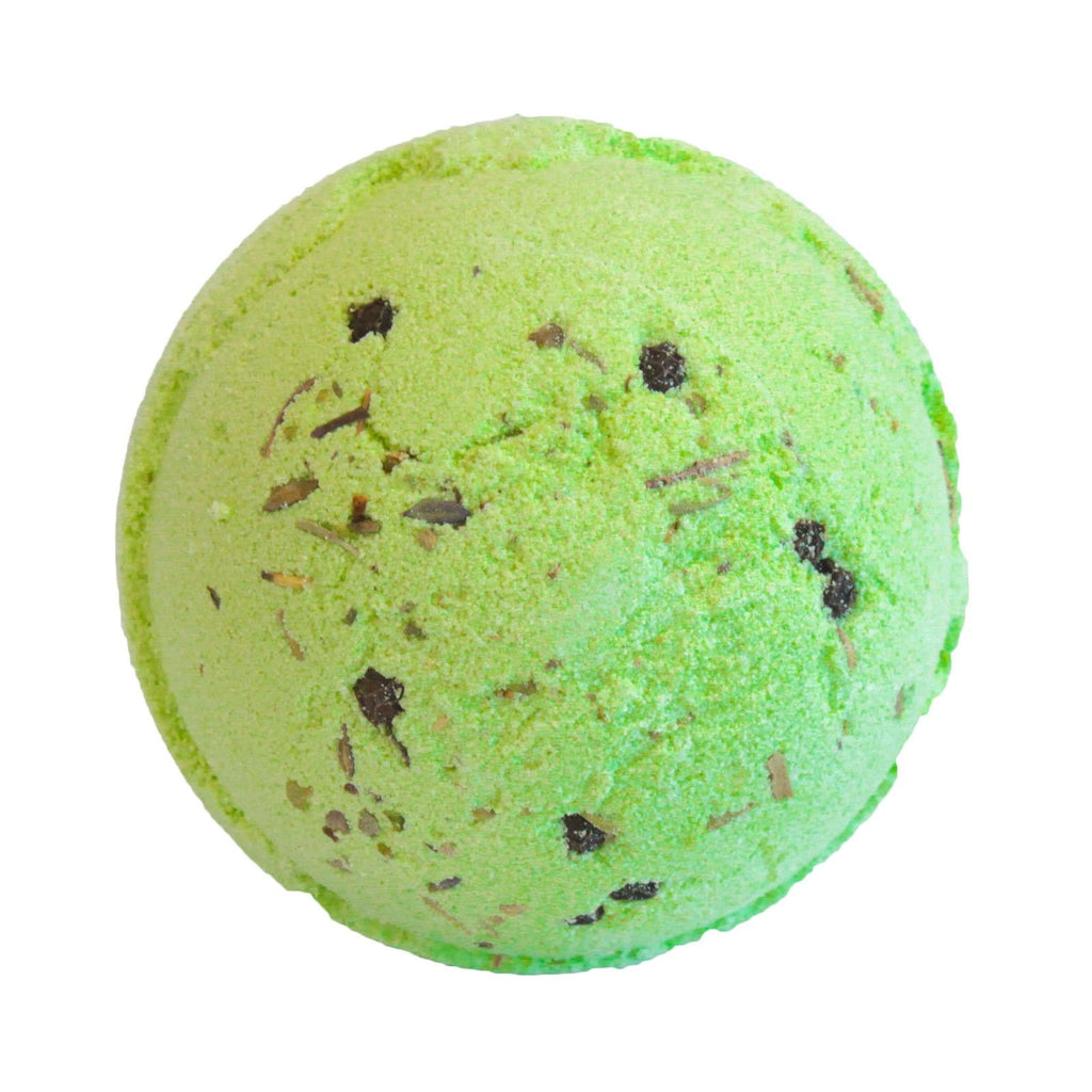 Green bath bombs on a white background