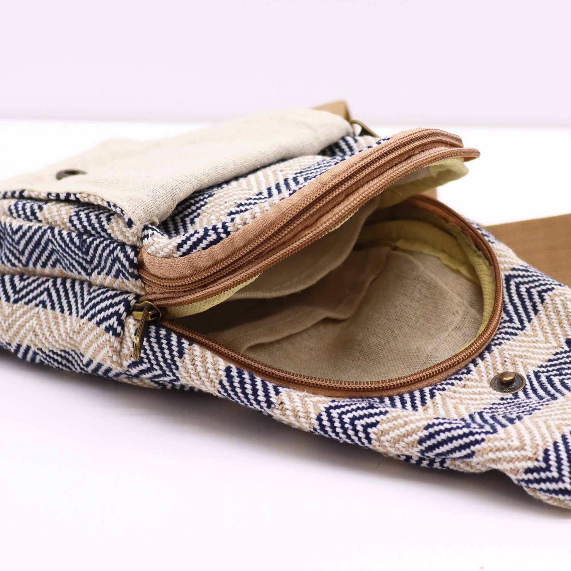 Tan & Navy Eco-friendly Body Cross Bag