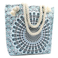 Sky Blue Mandela Rope Handle Tote Bag
