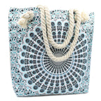 Sky Blue Mandela Rope Handle Tote Bag