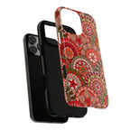 Phone case with a colorful paisley pattern on a white background dual layers