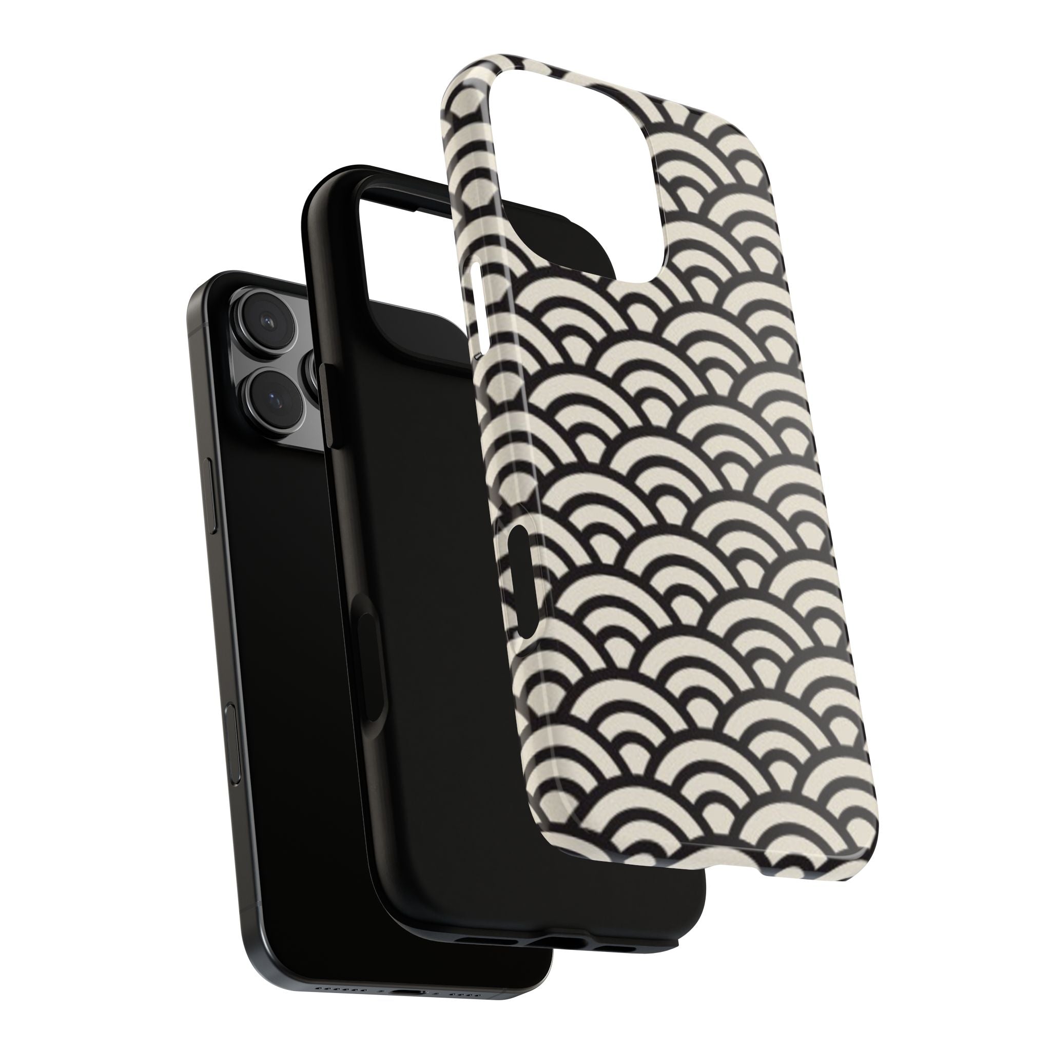 Phone case with wave pattern on a white background