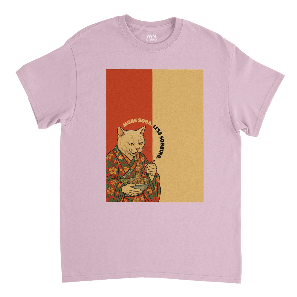 T-shirt in pink with Japanese inspired design with a cat figure