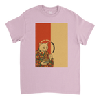 T-shirt in pink with Japanese inspired design with a cat figure