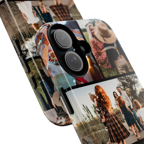 Family Photos iPhone 16 Plus Tough Case with a collage of people in various settings