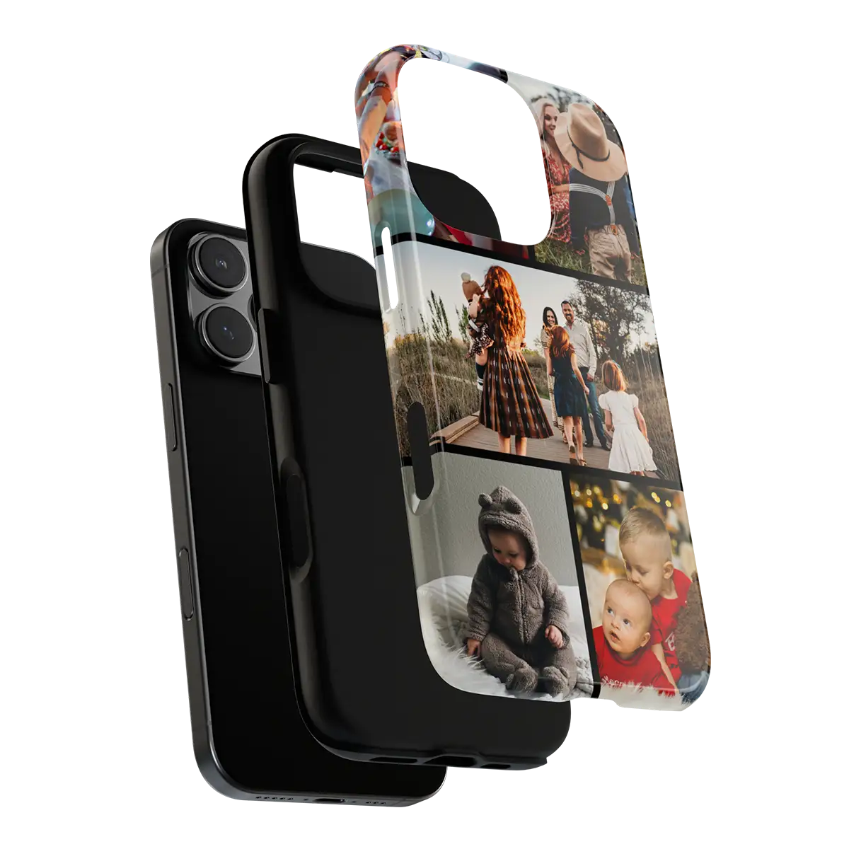 Custom Covers iPhone 16 Pro Max Tough Case with photo collage design on a white background