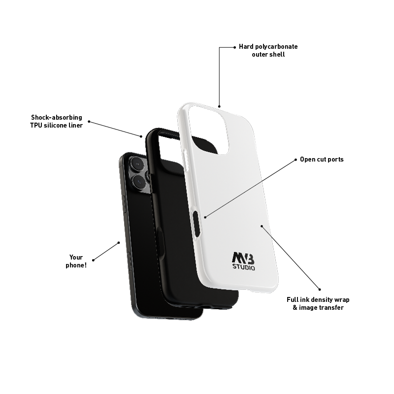 Phone case for iPhone phones with labelled components