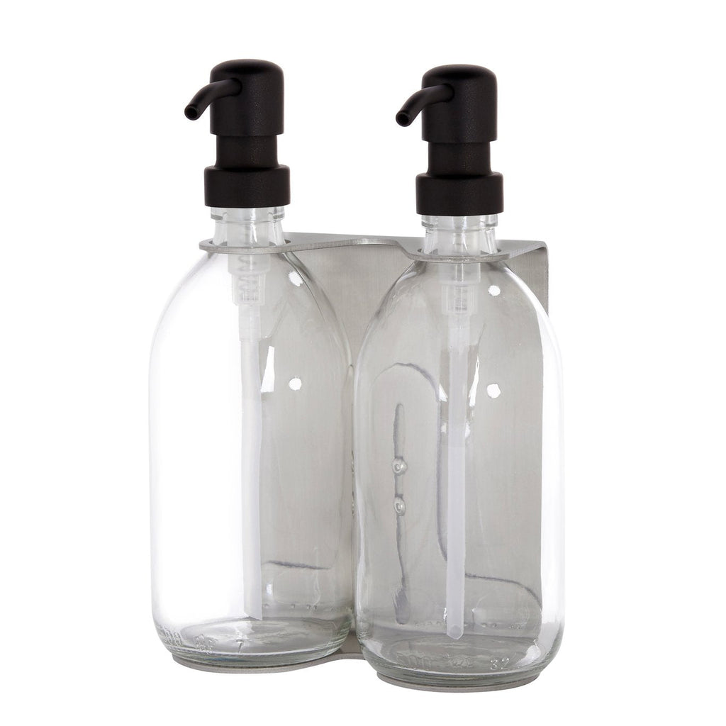 Nickel Double Wall Mounted Soap Dispenser