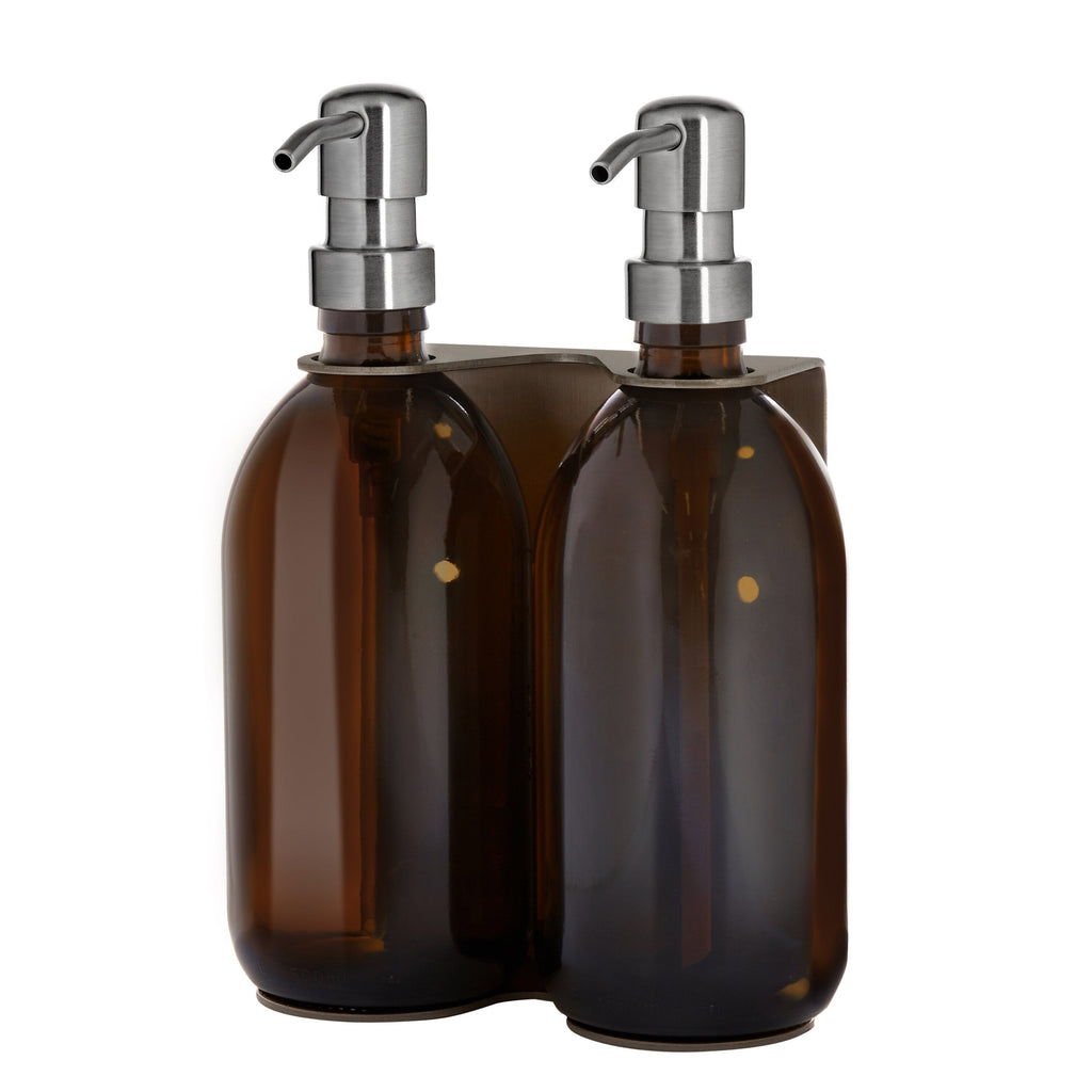 Nickel Double Wall Mounted Soap Dispenser