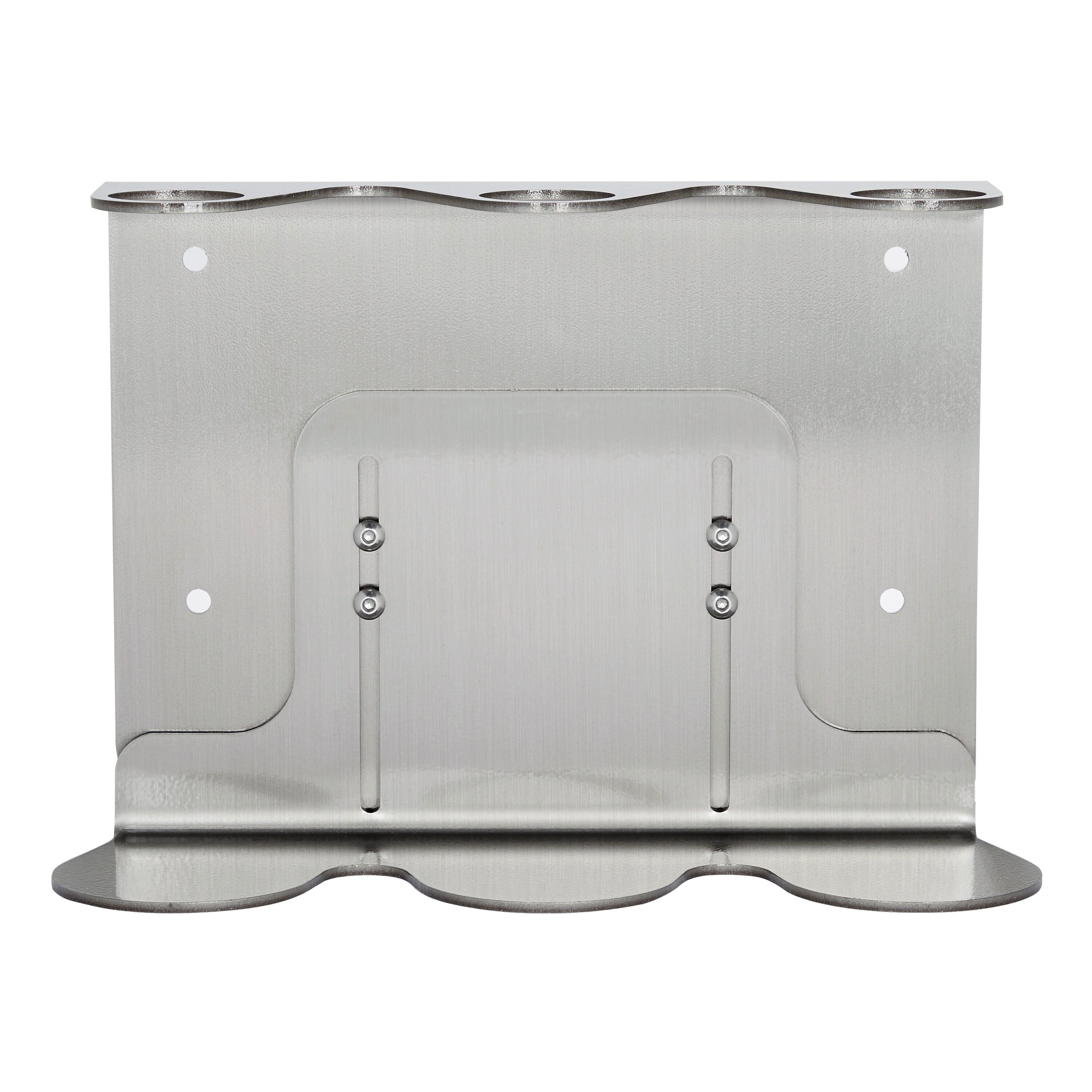 Metallic object with a rectangular shape and rounded edges on a white background