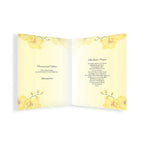 Open order of service with yellow floral design on a white background by MVB STUDIO official store.